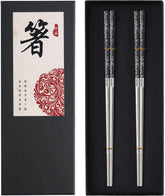 Greatamzor titanium plated chopsticks with black pattern for durable daily use.