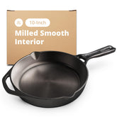 Greater Goods 10-Inch skillet front view showing durable pre-seasoned surface for daily meals