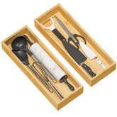 Greatseas bamboo drawer organizer 2pc set keeps utensils neatly organized and accessible.