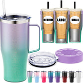 Greatyos universal iced coffee sleeve with handle fits 16–32 oz cups for easy transport.