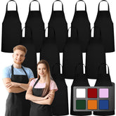 Green Lifestyle 12-pack bib apron no pocket in black, durable and machine washable