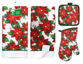 Greenbrier Poinsettia dish towels provide festive kitchen cleanup and drying.