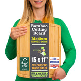 Greener Chef bamboo cutting board surface shows smooth durability for prep.