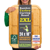 Greener Chef 24in bamboo carving board provides a large, stable surface for turkey and roasts