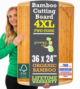 Greener Chef bamboo cutting board 36x24 expands counter space for large meal prep
