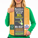Greener Chef XL bamboo cutting board top view for spacious prep surface