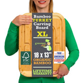 Greener Chef XL carving board with pour spout for easy juice collection.
