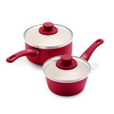 GreenLife Soft Grip 1QT saucepan with nonstick interior for easy food release.