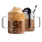 Greenline Goods coffee molecule-etched mug showcases wrapped chemistry artwork for science lovers.