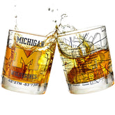 Greenline Goods Wolverines glasses logo map—perfect for game-night bourbon sips.