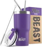 Greens Steel Beast tumbler front view in purple for on-the-go coffee
