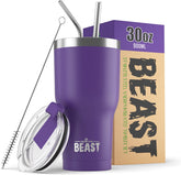 Greens Steel Beast 30oz tumbler purple front view with premium insulation for temperature control.