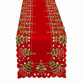 Grelucgo embroidered Christmas cutwork runner enhances festive table decor