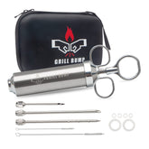 GRILL BUMP meat injector kit for easy, even marinade infusion.