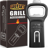 GRILLART grill brush extension attached for safer, longer reach.