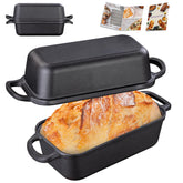GRMImosa bread pan with lid closed, showcasing durable cast iron for even baking.