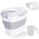 Gropecan container with extended capacity stores rice; clear lid for quick checks.