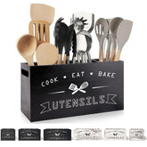 Groqrsn large black utensil organizer with removable dividers for easy customization and tidy counter storage