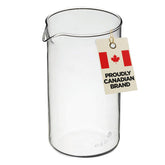 GROSCHE beaker front view in borosilicate glass, 34 oz, universal replacement for coffee and tea makers.