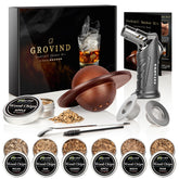 Grovind whiskey smoker kit assembly showing components for flavorful smoked cocktails.