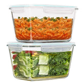 GRZJOPP 88oz large glass container with locking lid for secure, leak-free storage.