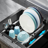 GSlife expandable in-sink dish drainer extends length to maximize space.