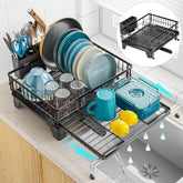 GSlife extendable rack extended, extra space for plates after meals.