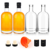 GUANENA four-pack clear glass bottles with cork lids for home bottling and gifting
