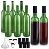GUANENA 8-pack 750ml green glass bottles with cork lids for aging wine and infusions.