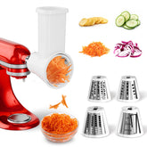 GuanQiao slicer shredder attachment on a KitchenAid mixer, ideal for quick salad prep.