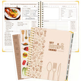 GuassLee blank recipe book cover in beige for a durable, elegant kitchen keepsake.