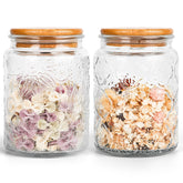 GUEQUITLEX vintage glass jar 24oz with lid, clear view for pantry organization.