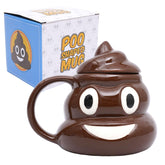 GUH funny poop coffee mug with 3D texture and lid for bold office humor.