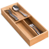 guiogc bamboo silverware drawer organizer keeps spoons, forks, and knives neatly organized