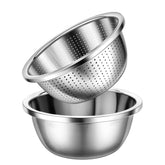 Gulex colander 5-quart in polished stainless steel for rinsing vegetables.