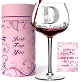 Gumry monogram wine glass with initial D embossing for a stylish gift.