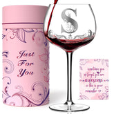 Gumry monogram wine glass with initial S adds a personalized touch to any occasion.