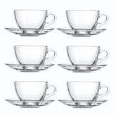 GURUDAR glass teacup and saucer set with 7oz capacity for aromatic tea.