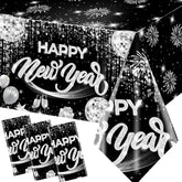 Guzbewu Happy New Year 3pc table cloths cover rectangles to protect surfaces from spills.