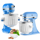 GVODE ice cream maker attachment mounted on a KitchenAid mixer for 2-quart batches