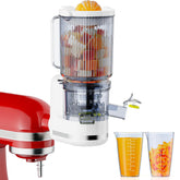 GVODE KitchenAid juicer shows the large 4.9 inch feed chute.