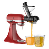 GVODE Masticating juicer attachment for KitchenAid main body showing compact, space saving design.