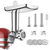 GVODE meat grinder attachment for KitchenAid, sturdy mount and versatile grinding.