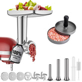GVODE stainless steel meat grinder attachment for KitchenAid showcases durable, food-grade construction.