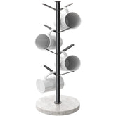 Gypie Marble Mug Holder Tree full view with eight mugs for display on a counter.
