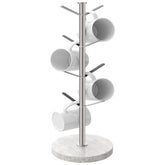 Gypie Marble Mug Holder Tree with 8 hooks keeps cups organized on the counter.