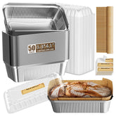 Gyreuni 50 pack loaf pans with lids for easy baking and transport