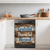 GYYGOO vintage wood board magnetic dishwasher cover on appliance for farmhouse style and protection