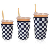 Haevola checker-grid cup sleeve with exclusive pattern for cold drinks and style
