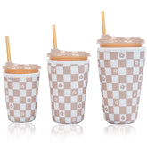Haevola Checkered Bloom cup sleeve keeps drinks cold and hands dry on the go.